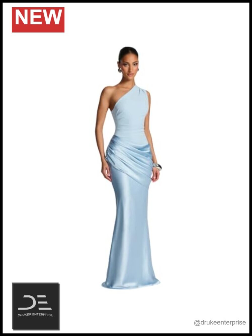 Womens Satin One Shoulder Mermaid Maxi Dress Formal Prom Gown